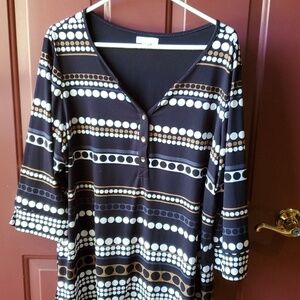 Charter Club woman black & white striped top size 2X